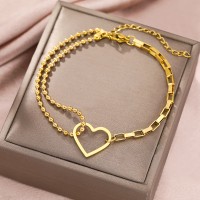 AABVOY Gold Plated Stainless Steel Heart Bracelet | Adjustable Size | Elegant Design | Tarnish-Resistant | Ideal Gift for Women & Girls